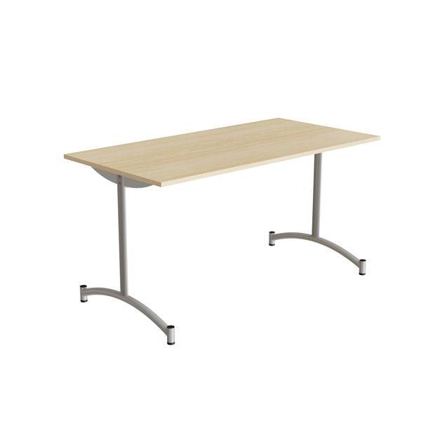 Bord Zeb 140x70cm i birk h&oslash;jtrykslaminat med alugr&aring;t stel, h&oslash;jde 72cm 