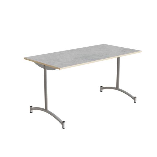 Bord Zeb 140x70cm i lys gr&aring; linoleum med alugr&aring;t stel, h&oslash;jde 72cm 