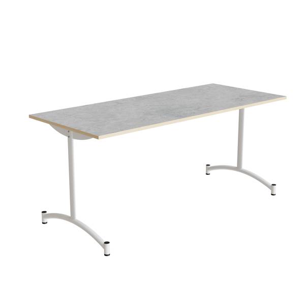 Zeb kantinebord 165x70cm med lys gr&aring; linoleum og hvidt stel, h&oslash;jde 72cm
