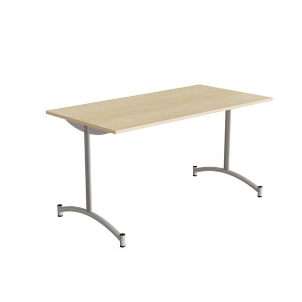 Bord Zeb 140x70cm i lydd&aelig;mpende birk laminat med alugr&aring;t stel, h&oslash;jde 72cm 
