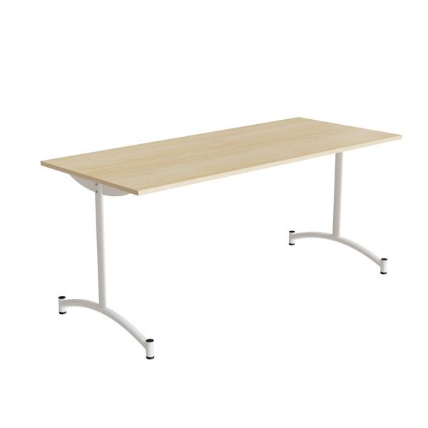 Zeb kantinebord 165x70cm med lydabsorberende birk laminat og hvidt stel, h&oslash;jde 72cm