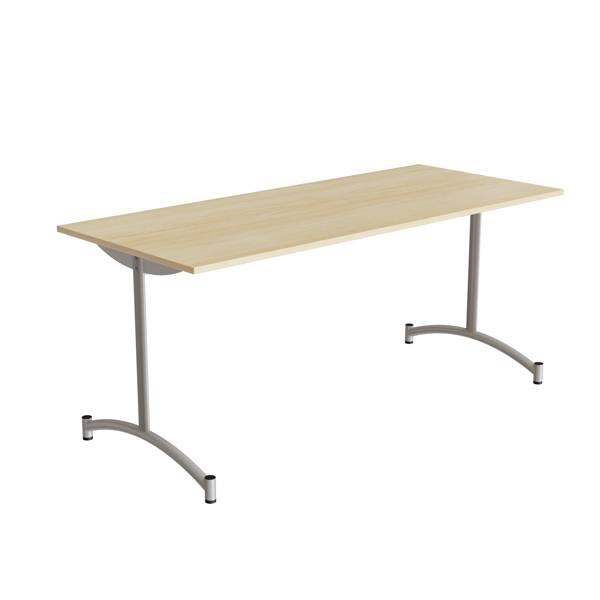 Zeb kantinebord 165x70cm med lydabsorberende birk laminat og alugråt stel, højde 72cm