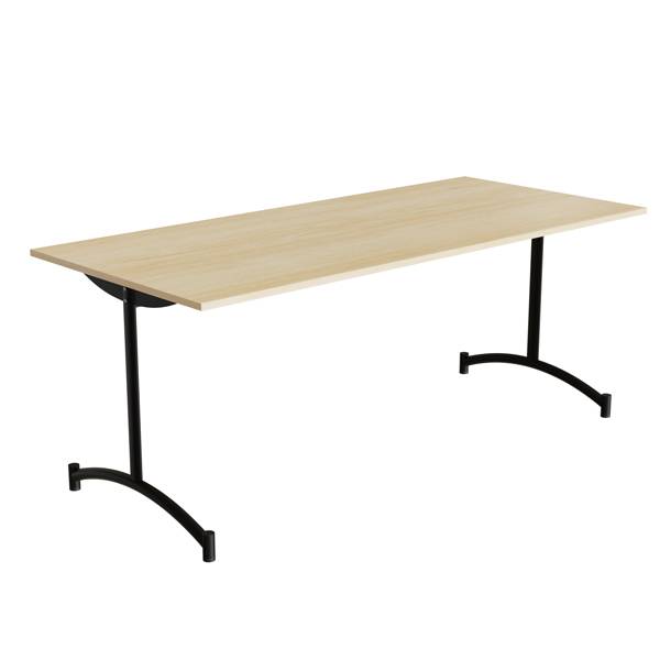 Zeb kantinebord 180x80cm med lydabsorberende birk laminat og sort stel, højde 72cm