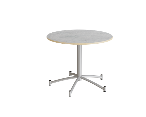 Zam rundt kantinebord Ø90cm lys grå linoleum på alugråt stel
