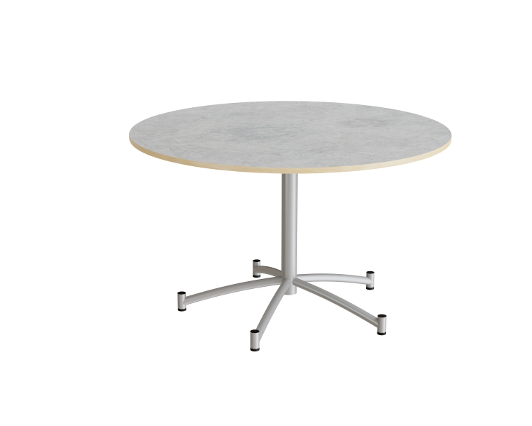 Zam rundt kantinebord &Oslash;120cm lys gr&aring; linoleum p&aring; alugr&aring;t stel