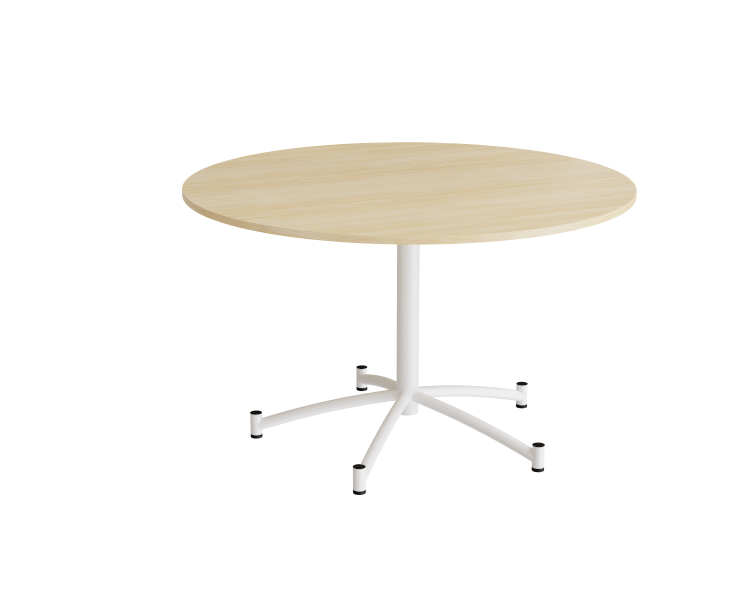 Zam rundt kantinebord &Oslash;120cm lydd&aelig;mpende birk laminat p&aring; hvidt stel