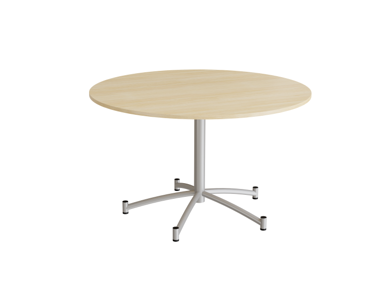 Zam rundt kantinebord &Oslash;120cm lydd&aelig;mpende birk laminat p&aring; alugr&aring;t stel