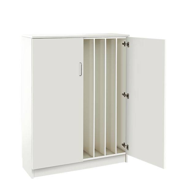 Sova madrasskab i hvid laminat med plads til 8 madrasser