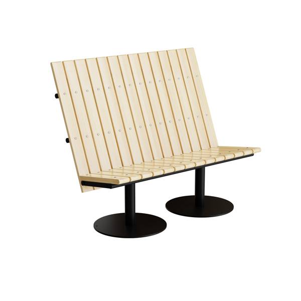 Cirkum sofab&aelig;nk 2 personers h&oslash;j i massiv eg med sort stel