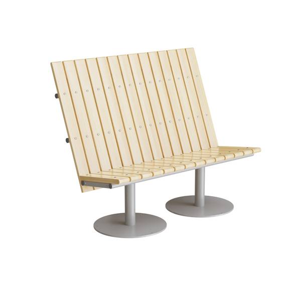 Cirkum sofab&aelig;nk 2 personers h&oslash;j i massiv eg med alugr&aring;t stel