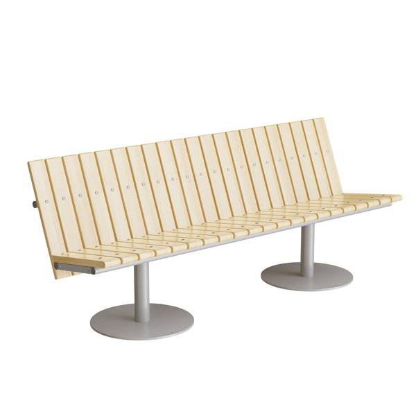 Cirkum sofab&aelig;nk 3 personers lav i massiv eg med alugr&aring;t stel