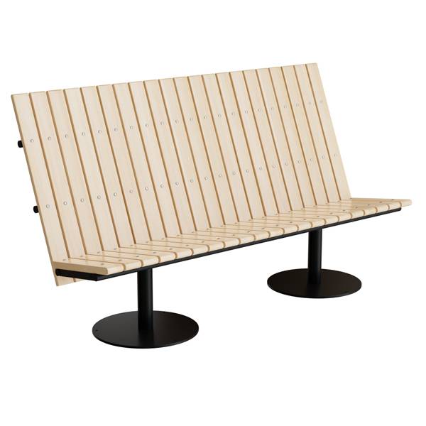 Cirkum sofab&aelig;nk 3 personers h&oslash;j i massiv birk med sort stel