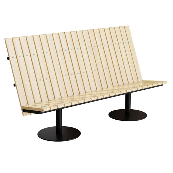 Cirkum sofab&aelig;nk 3 personers h&oslash;j i massiv eg med sort stel