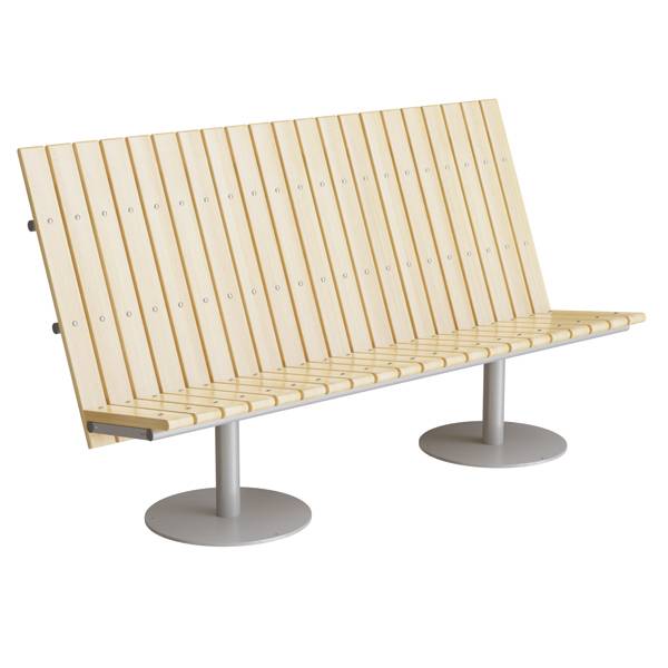 Cirkum sofab&aelig;nk 3 personers h&oslash;j i massiv eg med alugr&aring;t stel