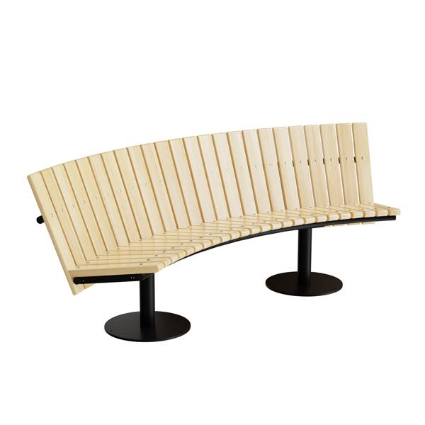 Cirkum sofab&aelig;nk 60&deg; buet lav ryg i massiv eg med sort stel