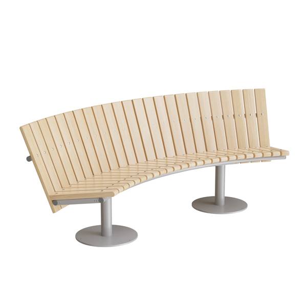 Cirkum sofab&aelig;nk 60&deg; buet lav ryg i massiv birk med alugr&aring;t stel