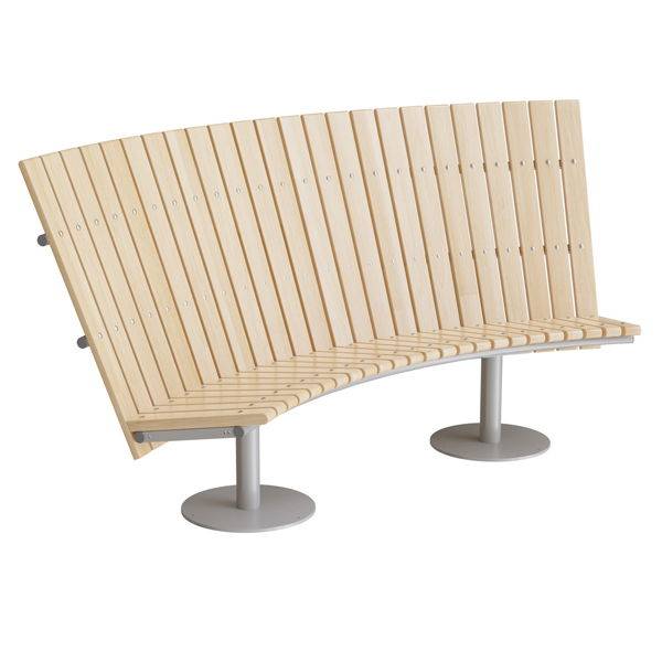 Cirkum sofab&aelig;nk 60&deg; buet h&oslash;j ryg i massiv birk med alugr&aring;t stel