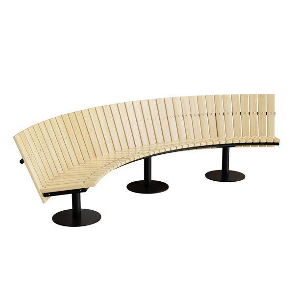 Cirkum sofab&aelig;nk 90&deg; buet lav ryg i massiv eg med sort stel