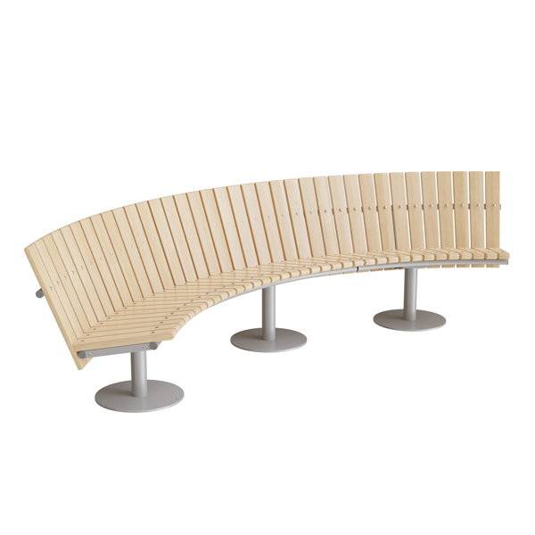 Cirkum sofab&aelig;nk 90&deg; buet lav ryg i massiv birk med alugr&aring;t stel