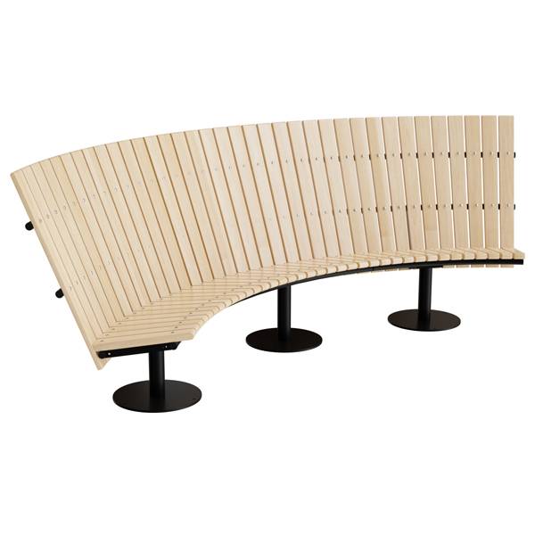 Cirkum sofabænk 90° buet høj ryg i massiv birk med sort stel