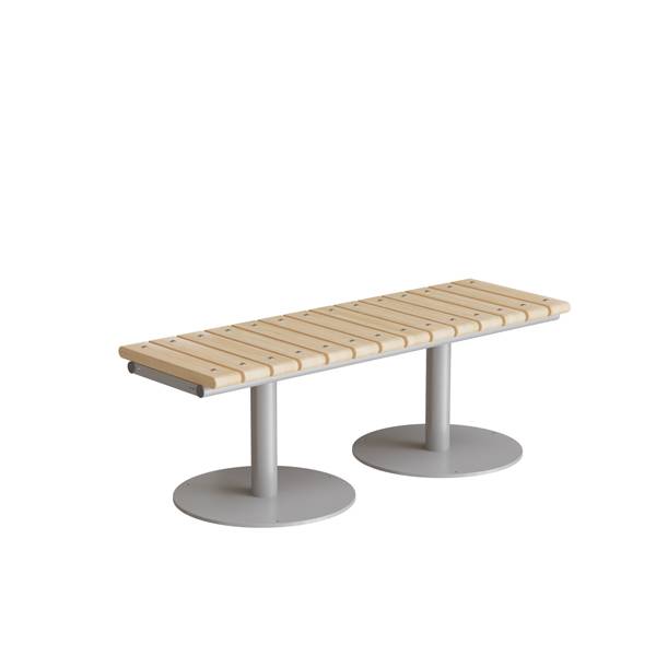 Cirkum b&aelig;nk 2 personers 126cm i massiv birk med alugr&aring;t stel