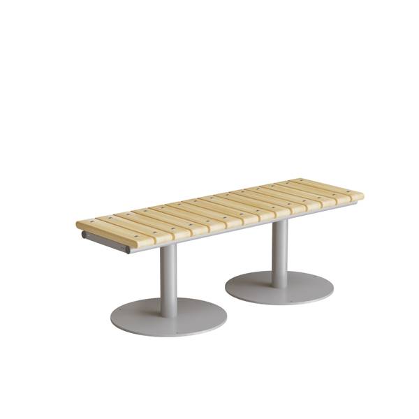 Cirkum b&aelig;nk 2 personers 126cm i massiv eg med alugr&aring;t stel 