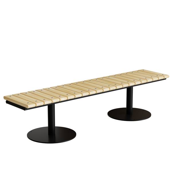 Cirkum bænk 3 personers 190cm i massiv eg med sort stel 