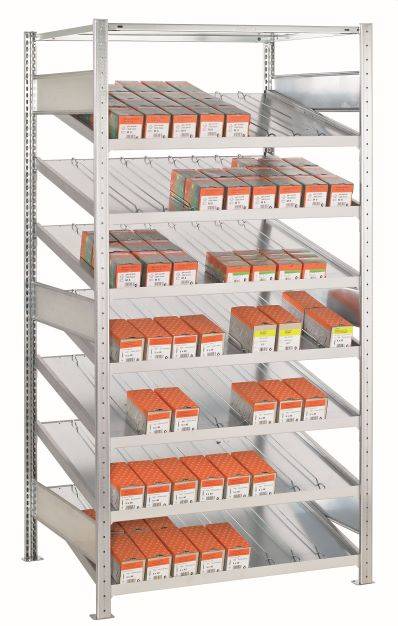 Boltless følgesektion lagerreol med FIFO hylder 2000x1000x600mm