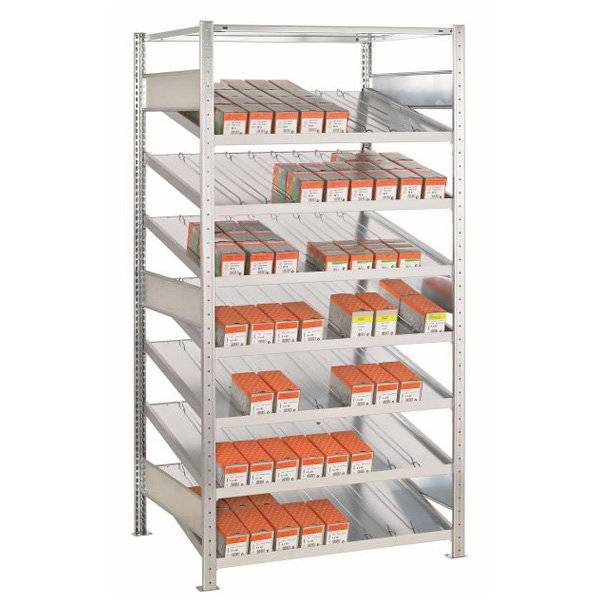 Boltless f&oslash;lgesektion lagerreol med FIFO hylder 2000x1000x800mm