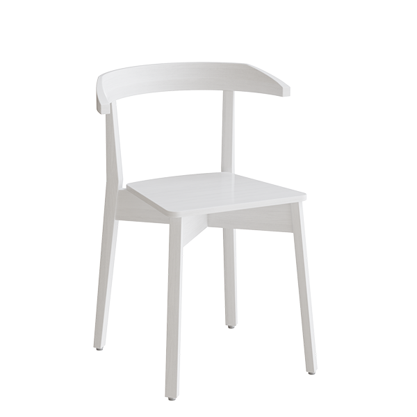 Elin caf&eacute;- eller kantinestol i hvidbejdset massiv birk