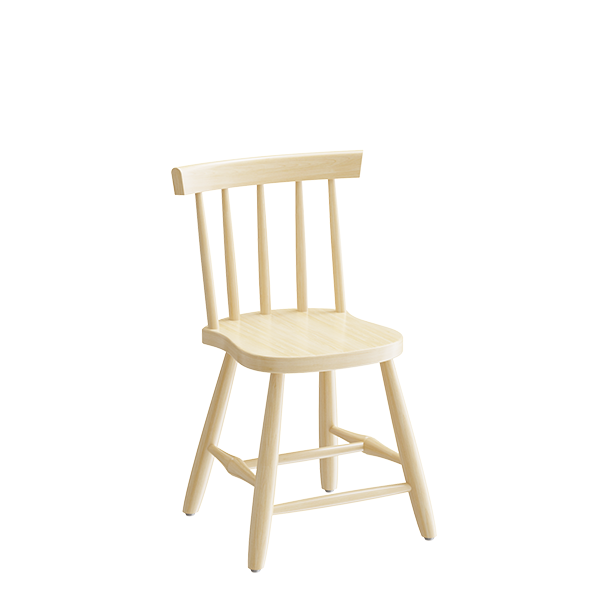 Børnestol med en siddehøjde på 370mm i klarlakeret massiv birk