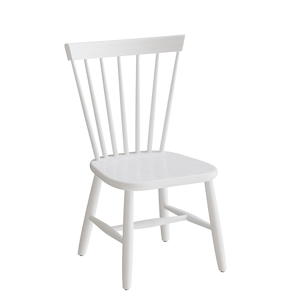 Enkel 3173 træstol 370mm i hvidbejdset massiv birk