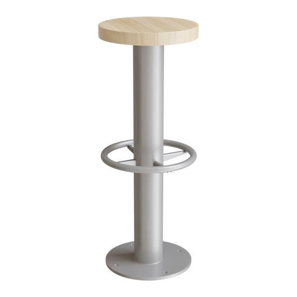 Taburet til gulvmontering 830mm h&oslash;j, massiv eg med alu stel