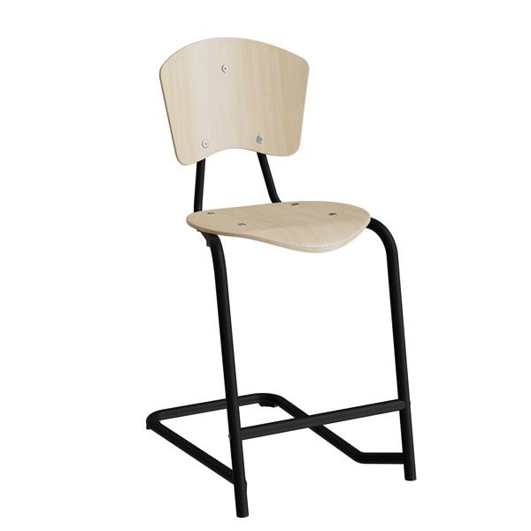 Nian elevstol i birk laminat med sort stel og fodst&oslash;tte