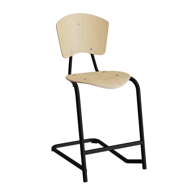 Nian elevstol i birk fin&eacute;r med sort stel og fodst&oslash;tte