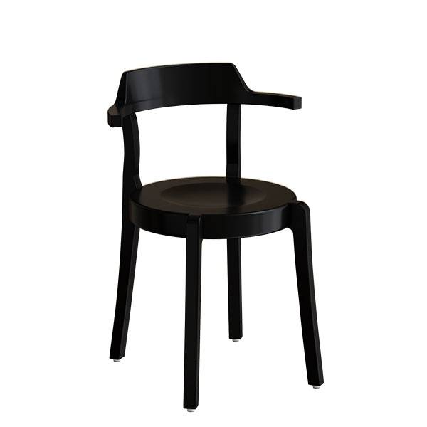 Ruth café- eller kantinestol i sortbejdset birk med lydabsorbent