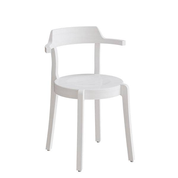 Ruth caf&eacute;- eller kantinestol i hvidbejdset massiv birk