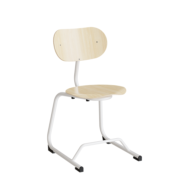 Smile h&oslash;j elevstol i birk laminat med hvidt stel