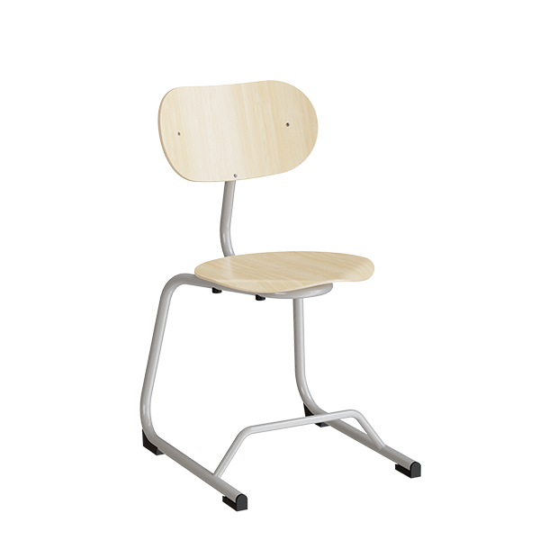 Smile høj elevstol i birk laminat med alugråt stel