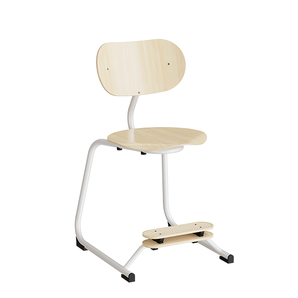 Smile lav elevstol i birk laminat med hvidt stel