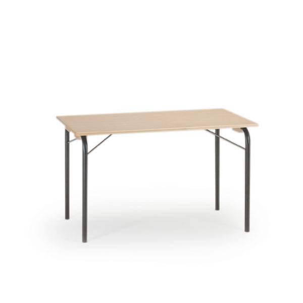 Klapbord 120x60cm i birk h&oslash;jtrykslaminat med sort stel, h&oslash;jde 72cm