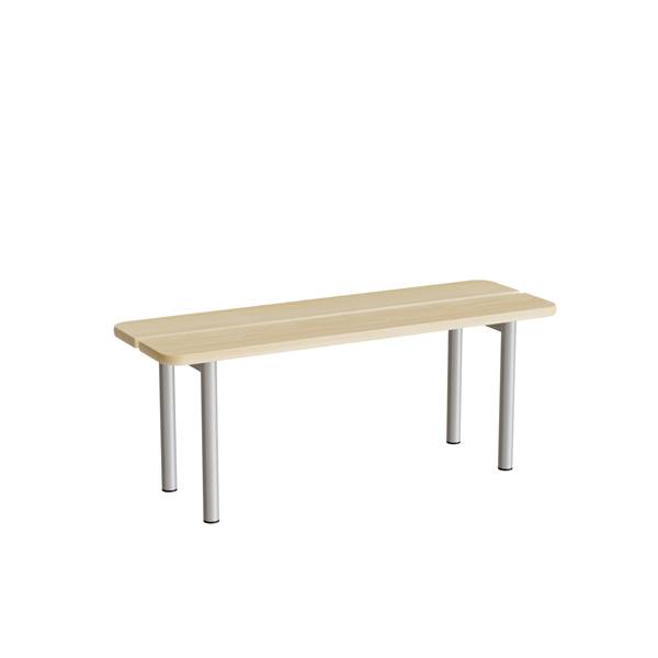 Siddeb&aelig;nk 1100mm med birk laminat og alugr&aring;t understel