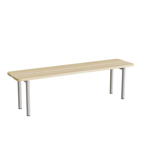 Siddebænk 1500mm med birk laminat og alugråt understel