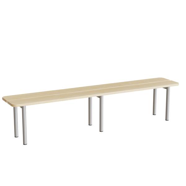 Siddebænk 2000mm med birk laminat og alugråt understel