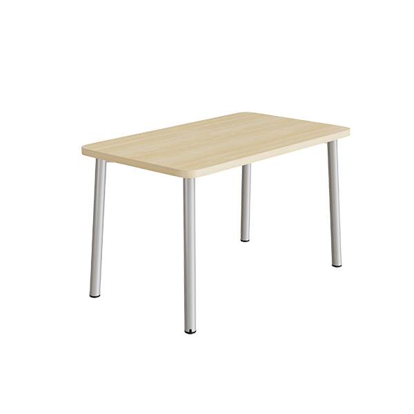 B&oslash;rnebord 120x70cm i birk h&oslash;jtrykslaminat med alugr&aring;t stel, h&oslash;jde 72cm