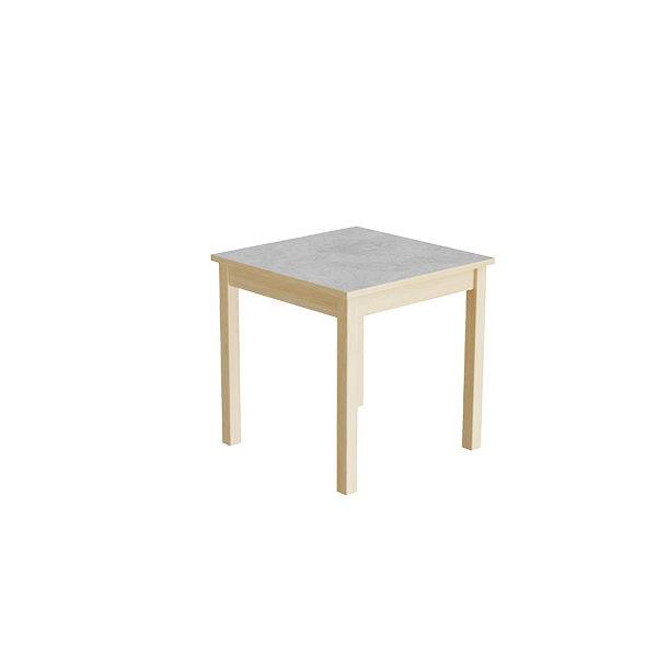 Elevbord 60x60cm i lydd&aelig;mpende lys gr&aring; linoleum med massive birk ben, h&oslash;jde 60cm