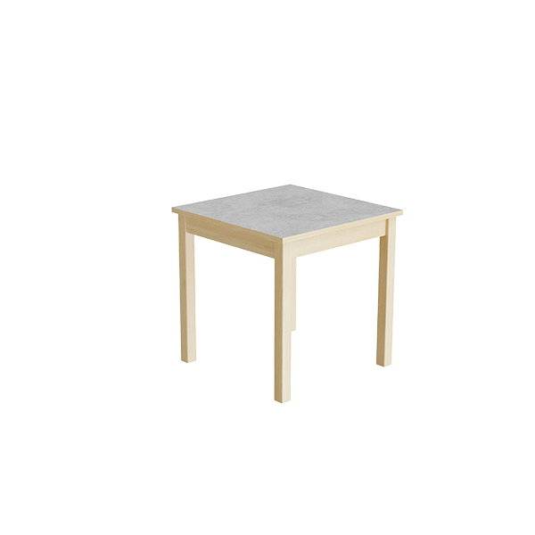 Elevbord 60x60cm i lydd&aelig;mpende lys gr&aring; linoleum med massive birk ben, h&oslash;jde 60cm