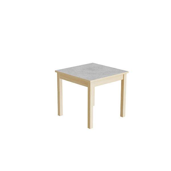 Elevbord 60x60cm i lydd&aelig;mpende lys gr&aring; linoleum med massive birk ben, h&oslash;jde 55cm