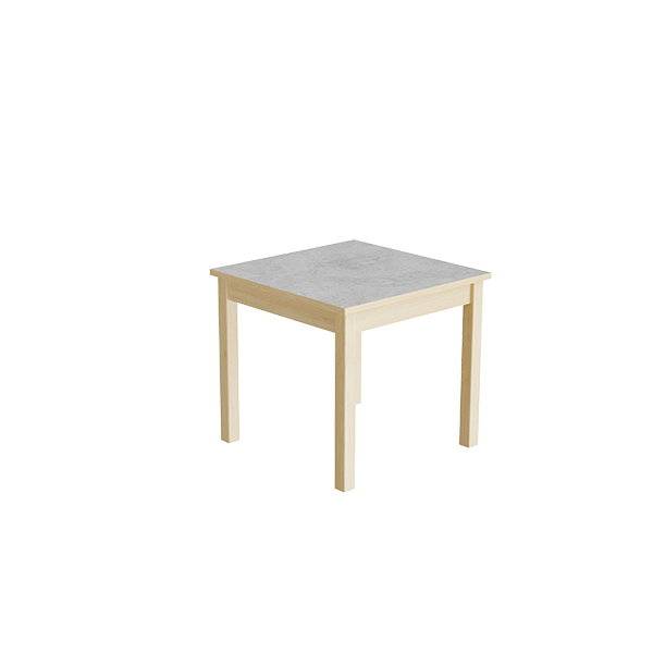 Elevbord 60x60cm i lydd&aelig;mpende lys gr&aring; linoleum med massive birk ben, h&oslash;jde 55cm