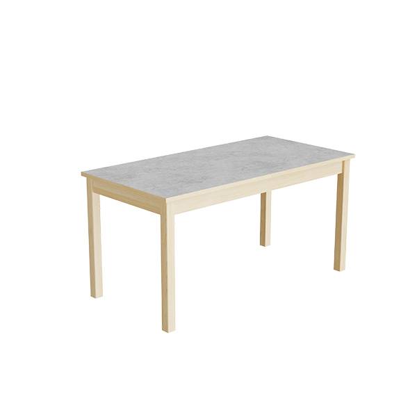 Elevbord 120x60cm i lydd&aelig;mpende lys gr&aring; linoleum med massive birk ben, h&oslash;jde 60cm